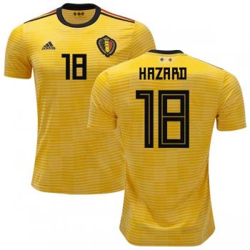 Belgium #18 Hazard Away Kid Soccer Country Jersey