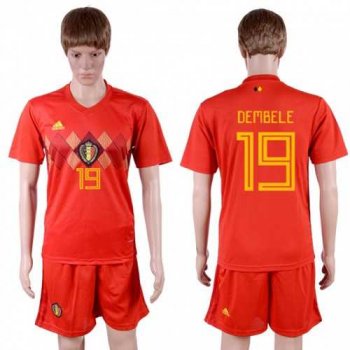 Belgium #19 Dembele Red Soccer Country Jersey