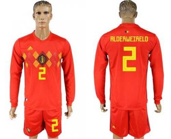 Belgium #2 Alderweireld Red Home Long Sleeves Soccer Country Jersey