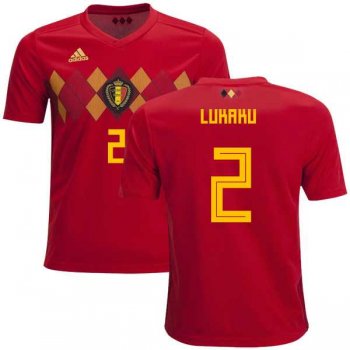 Belgium #2 Lukaku Home Kid Soccer Country Jersey