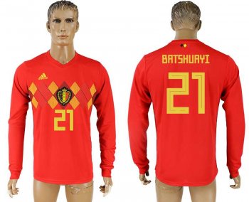 Belgium #21 BATSHUAYI Home 2018 FIFA World Cup Long Sleeve Thailand Soccer Jersey