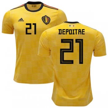 Belgium #21 Depoitre Away Kid Soccer Country Jersey