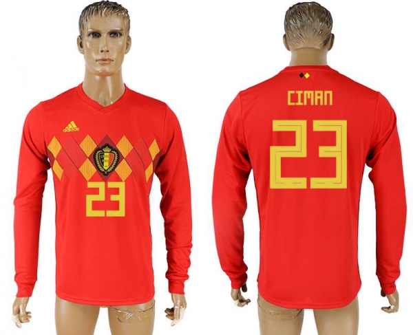 Belgium #23 CIMRN Home 2018 FIFA World Cup Long Sleeve Thailand Soccer Jersey