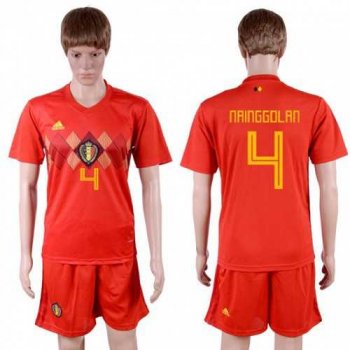 Belgium #4 Nainggolan Red Soccer Country Jersey