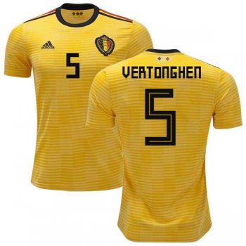 Belgium #5 Vertonghen Away Kid Soccer Country Jersey