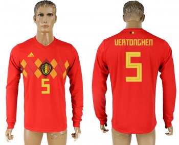 Belgium #5 VERTONGHEN Home 2018 FIFA World Cup Long Sleeve Thailand Soccer Jersey