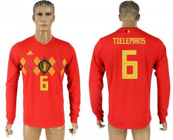 Belgium #6 TIELEMANS Home 2018 FIFA World Cup Long Sleeve Thailand Soccer Jersey