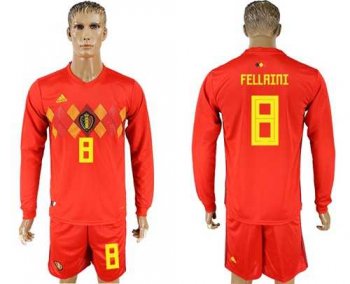 Belgium #8 Fellaini Red Home Long Sleeves Soccer Country Jersey