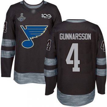 Blues #4 Carl Gunnarsson Black 1917-2017 100th Anniversary Stanley Cup Final Bound Stitched Hockey Jersey