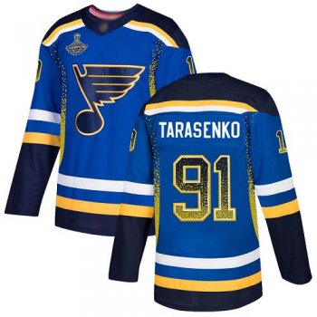 Blues #91 Vladimir Tarasenko Blue Home Authentic Drift Fashion Stanley Cup Champions Stitched Hockey Jersey