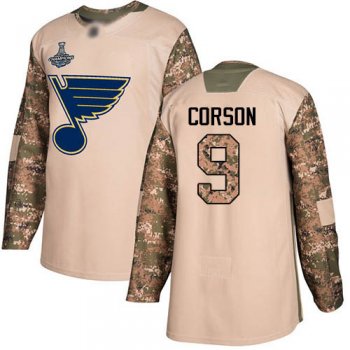 Blues #9 Shayne Corson Camo Authentic 2017 Veterans Day Stanley Cup Final Bound Stitched Hockey Jersey