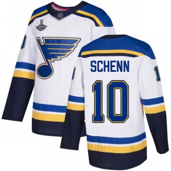 Blues #10 Brayden Schenn White Road Authentic Stanley Cup Final Bound Stitched Hockey Jersey