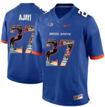 Boise State Broncos #27 Jay Ajayi Blue With Portrait Print College Football Jersey