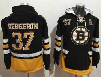 Boston Bruins #37 Patrice Bergeron Black Name & Number Pullover NHL Hoodie