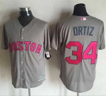 Boston Red Sox #34 David Ortiz Grey New Cool Base Mother's Day Stitched MLB Jersey