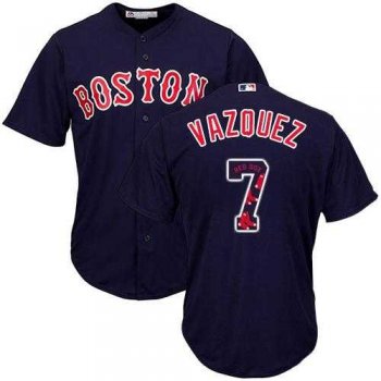 Boston Red Sox #7 Christian Vazquez Navy Blue Team Logo Fashion Stitched MLB Jersey