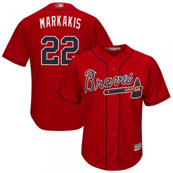 Braves #22 Nick Markakis Red Cool Base Stitched Baseball Jersey