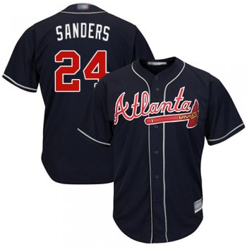 Braves #24 Deion Sanders Navy Blue New Cool Base Stitched Baseball Jersey