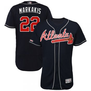 Braves #22 Nick Markakis Navy Blue Flexbase Authentic Collection Stitched Baseball Jersey