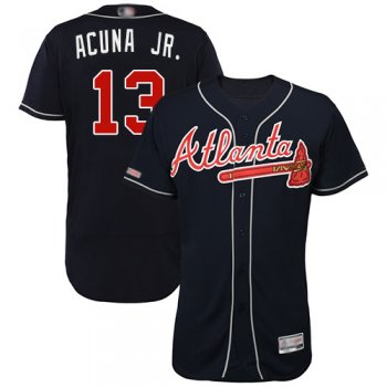 Braves #13 Ronald Acuna Jr. Navy Blue Flexbase Authentic Collection Stitched Baseball Jersey