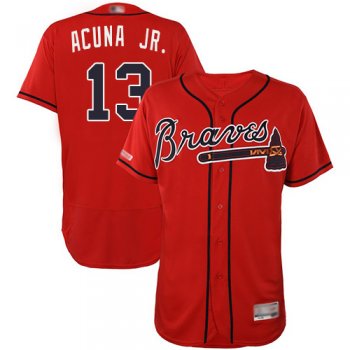 Braves #13 Ronald Acuna Jr. Red Flexbase Authentic Collection Stitched Baseball Jersey