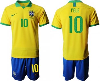 Brazil #10 Pele Home Soccer Country Jersey