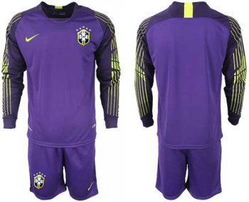 Brazil Blank Purple Goalkeeper Long Sleeves Soccer Country Jersey