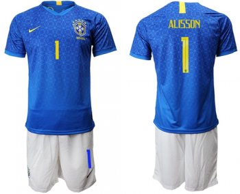 Brazil #1 Alisson Blue Soccer Country Jersey