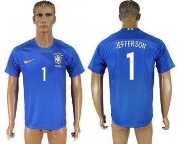 Brazil #1 Jefferson Away Soccer Country Jersey