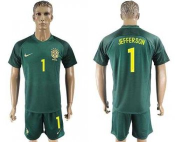 Brazil #1 Jefferson Away Soccer Country Jersey