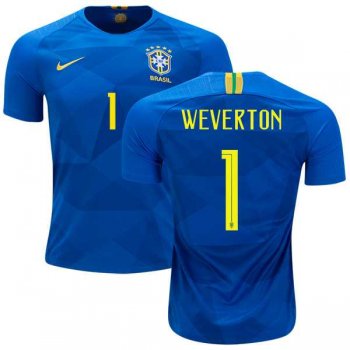 Brazil #1 Weverton Away Kid Soccer Country Jersey