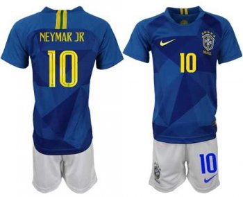 Brazil #10 Neymar Jr Away Kid Soccer Country Jersey