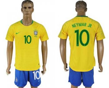 Brazil #10 Neymar Jr Home Soccer Country Jersey