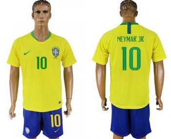 Brazil #10 Neymar Jr Home Soccer Country Jersey