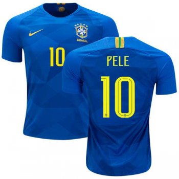 Brazil #10 Pele Away Kid Soccer Country Jersey