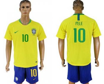 Brazil #10 Pele Home Soccer Country Jersey