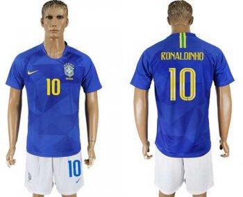 Brazil #10 Ronaldinho Away Soccer Country Jersey