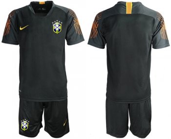 Brazil Blank Black Goalkeeper Soccer Country Jersey