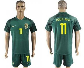 Brazil #11 Coutinho Away Soccer Country Jersey