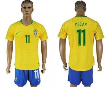 Brazil #11 Oscar Home Soccer Country Jersey