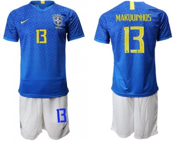 Brazil #13 Marquinhos Blue Soccer Country Jersey