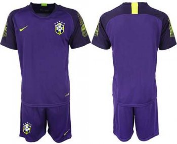 Brazil Blank Purple Goalkeeper Soccer Country Jersey