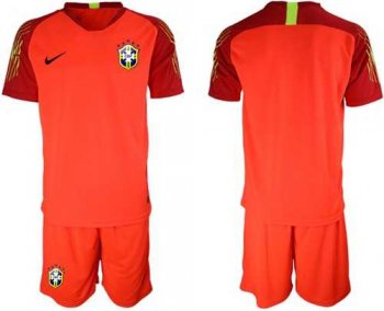 Brazil Blank Red Goalkeeper Soccer Country Jersey