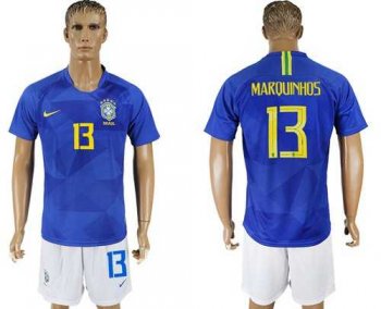 Brazil #13 Marquinhos Away Soccer Country Jersey