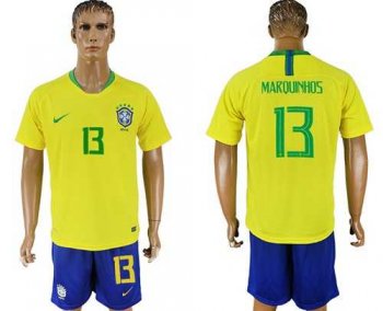 Brazil #13 Marquinhos Home Soccer Country Jersey