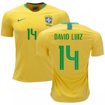 Brazil #14 David Luiz Home Kid Soccer Country Jersey