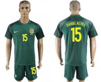 Brazil #15 Daniel Alves Away Soccer Country Jersey