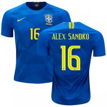 Brazil #16 Alex Sandro Away Kid Soccer Country Jersey