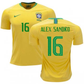 Brazil #16 Alex Sandro Home Soccer Country Jersey