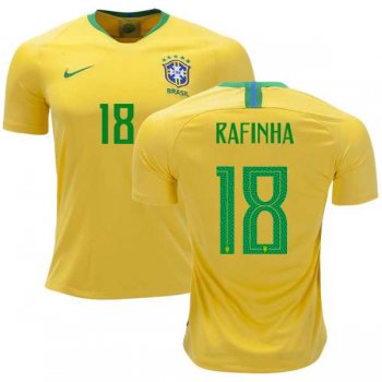 Brazil #18 Rafinha Home Kid Soccer Country Jersey